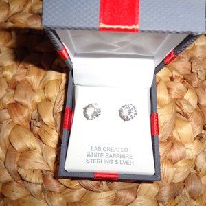 White Sapphire Sterling Silver Stud Earrings